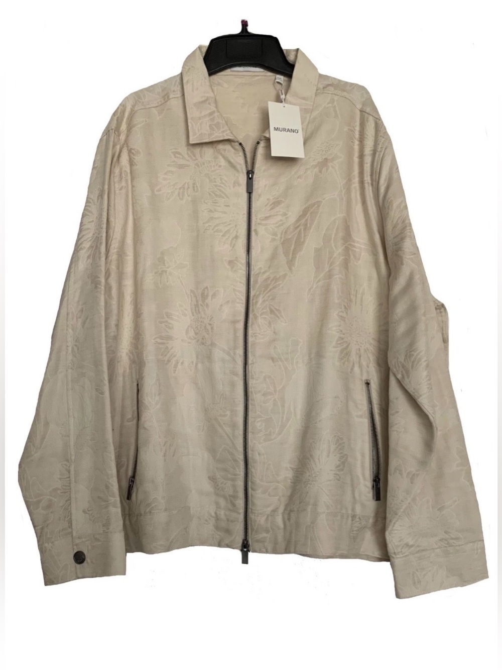 NEW Men's Sz XXL Murano Jacquard Zip Lightweight Jacket Cotton Linen Shirt $150